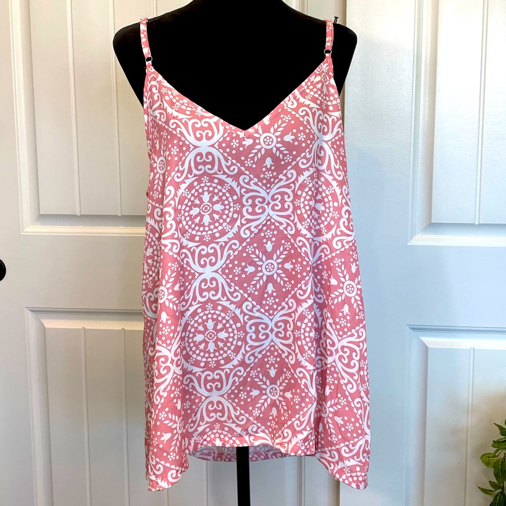 Cute Summer Patterned Spaghetti Strap V Neck Loose Tank Top